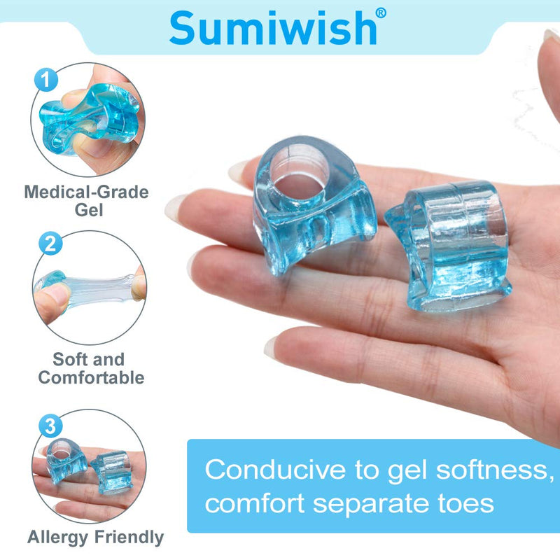 Sumiwish 10 Pack Big Toe Separators, Silicone Toe Spacers for Overlapping Toes, Bunion Correctors for Bunion Pain Relief 02 Blue - BeesActive Australia