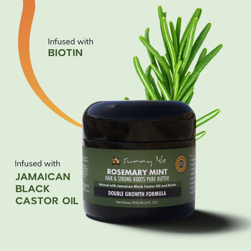 Sunny Isle Rosemary Mint Hair and Strong Roots Butter 2oz | Infused with Biotin & Jamaican Black Castor Oil | Strengthen and Nourish Hair Follicles | Dry Scalp, Split Ends | All Hair Types - BeesActive Australia