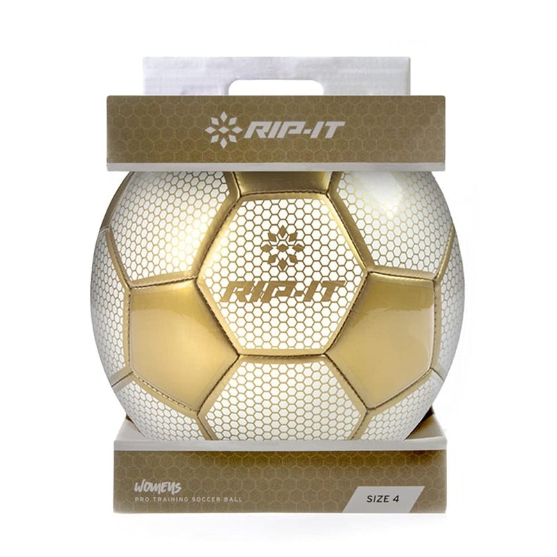 RIP-IT | Women's Pro Training Soccer Ball | Features Traditional 32 Panel Construction | Includes Winding Bladder for Long-Lasting Inflation White & Gold #5 - BeesActive Australia