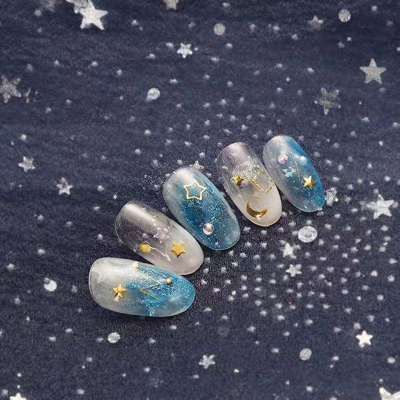 Jmassyang 7 Sheets 3D Star Nail Art Stickers Self-Adhesive Nail Art Decals Holographic Laser Nail Art Supplies Stars Stickers Glitter Shiny for DIY Nail Supplies Nail Decoration - BeesActive Australia