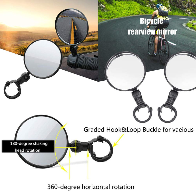 Bike mirror, 2pcs bike rear view mirrors with Wide Angle Convex Mirror, Adjustable Rotatable Handlebar for Mountain Bike, Off-Road Bike and Fixed Gear Bike Handlebars - BeesActive Australia