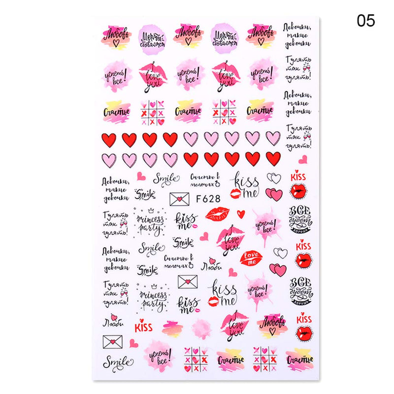 Valentine's Day Nail Art Sticker Heart Summer Spring Butterfly Sexy Red Lip Flower Series Mixed Art Design Accessories Female Trend (6pcs / pack) - BeesActive Australia