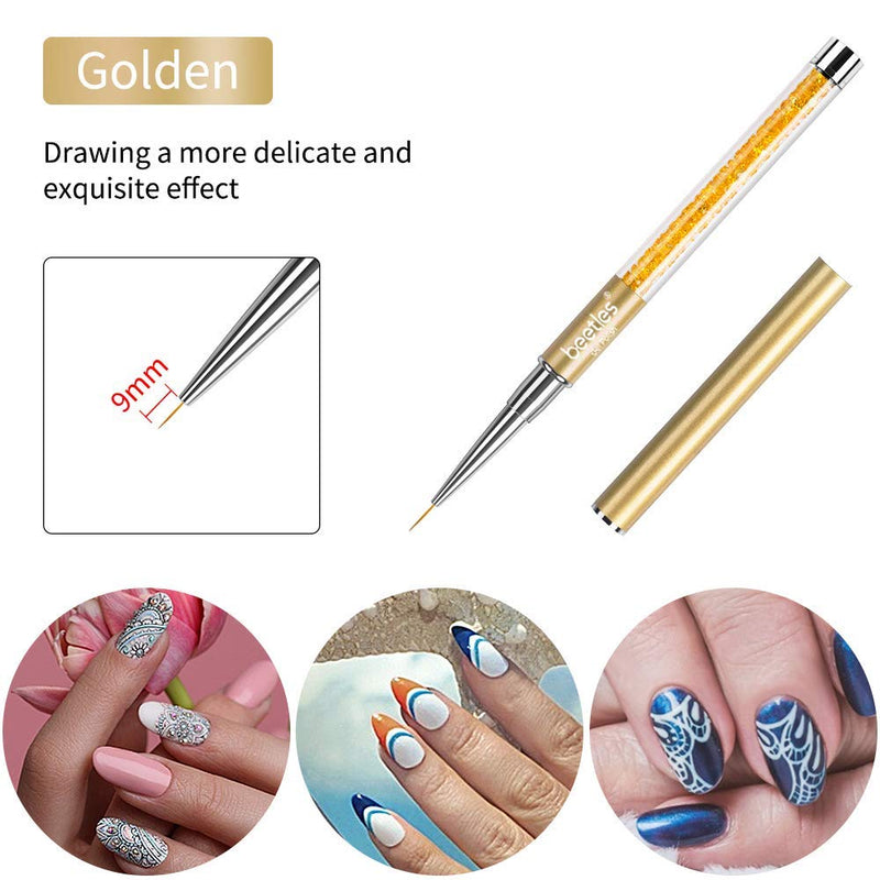 Beetles Nail Art Liner Brushes, Nail Gel Polish Painting Nail Art Design Brush Pen Set Diamond application Rhinestone Handle, Nail Dotting Painting Drawing Pen Size 5/7/9/11/20mm, 5Pcs - BeesActive Australia