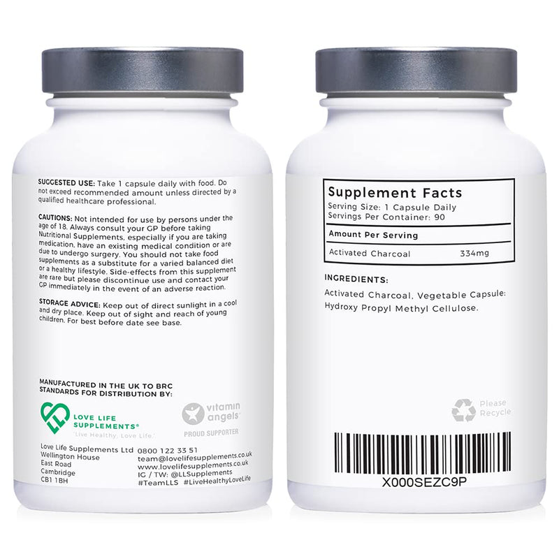 High Strength Activated Charcoal Capsules | 334mg Per Capsule (not Tablets) | 3 Month Supply | for Bloating Relief, Gas, Digestion, Flatulence, Detox | 100% Coconut Charcoal - BeesActive Australia