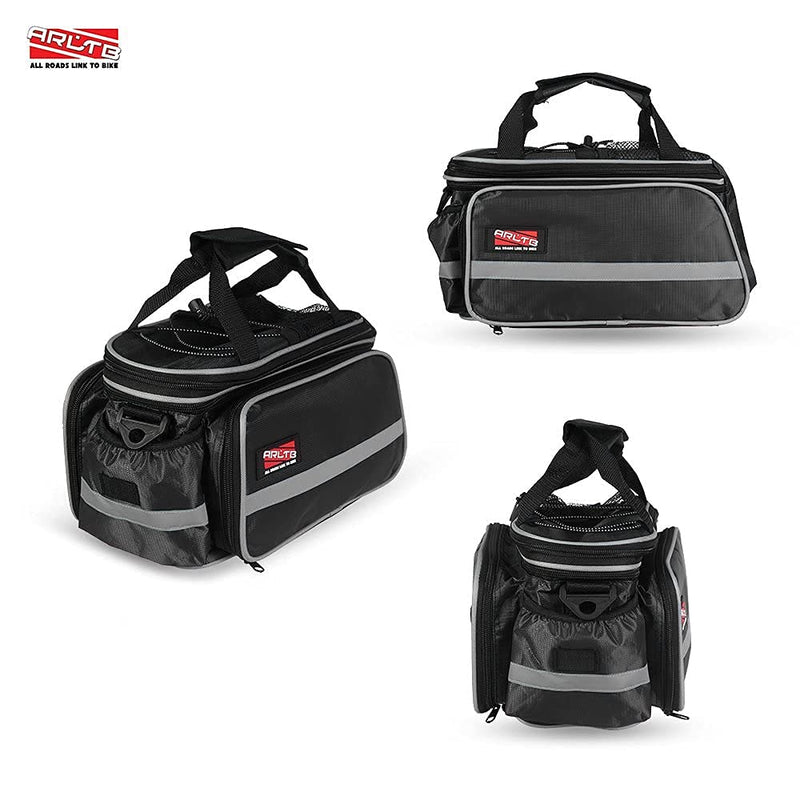 Arltb Bike Rear Bag (3 Colors) 15-25L Waterproof Bicycle Trunk Bag with Rain Cover Shoulder Strap Bike Pannier Tail Back Seat Bag Package Handbag Bike Accessories for Road Bikes Mountain Black- - BeesActive Australia