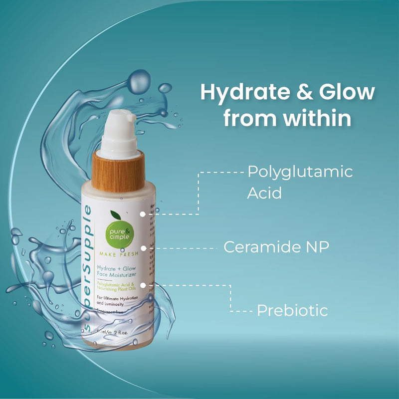 Pure & Cimple Prebiotic Face Moisturizer | Natural Blend with Polyglutamic Acid and Ceramide NP | Repair Skin Barrier, Balance and Deep Hydration, Advanced Facial Moisture Cream for Women (60ml) - BeesActive Australia