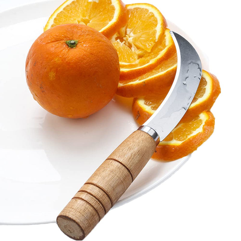 Abaodam sod cutter sickle japanese knife grass saw pruning - Stainless Steel Multifunctional Wooden Handle Fruit Pineapple Banana Knife Cutter Sickle for Restaurant Home - BeesActive Australia