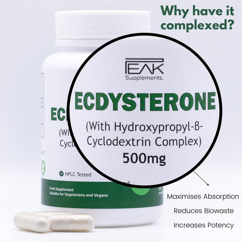 Ecdysterone Complexed with Hydroxypropyl-β-Cyclodextrin for Maximum Absorption | High Dosage 500mg x 60 Capsules (2 Months Supply) | Potent Natural Anabolic Supplement - 100% Organic - BeesActive Australia