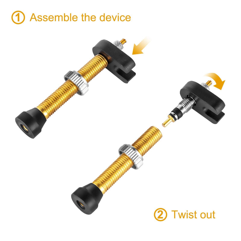 HZJD 2PCS Bike Tubeless Presta Air Valve Stem, Quality Brass Tubeless Presta Valve Stem(40 mm), Valve Core Remover Tool - BeesActive Australia