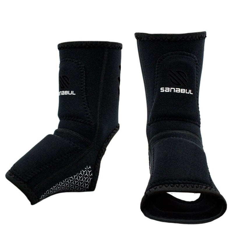 [AUSTRALIA] - Sanabul Essential Striking Gel Ankle Guard for MMA Muay Thai Kick Boxing (Pair) Black L-XL 