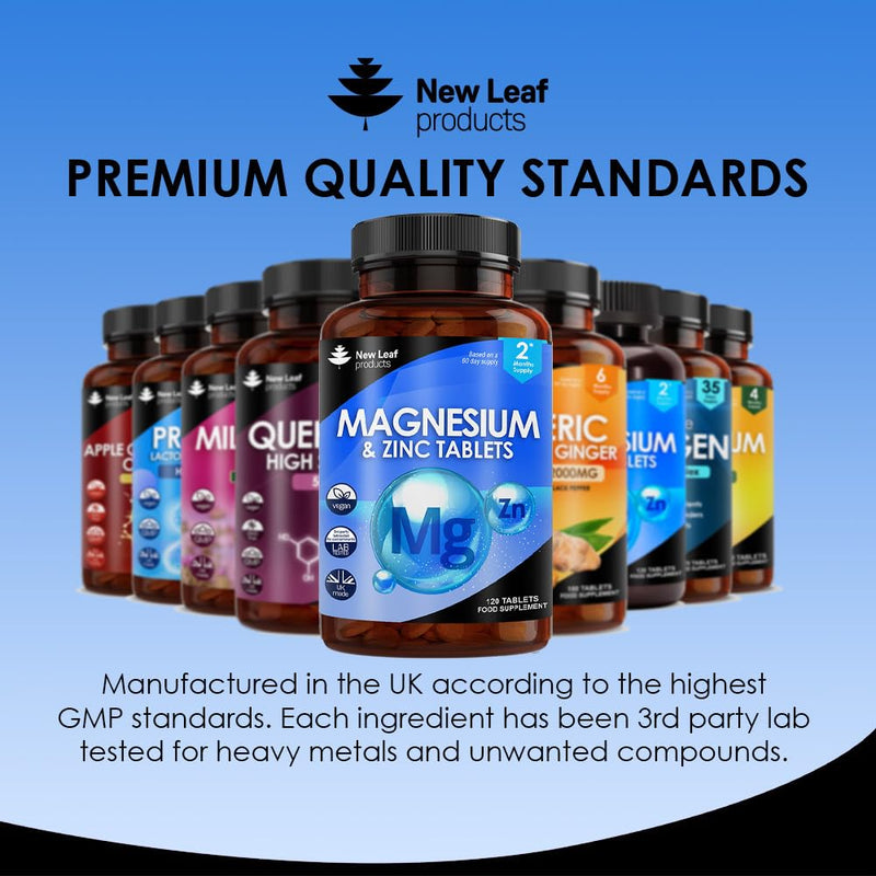 Magnesium Supplements 516mg - 120 Magnesium Tablets Supports Muscle Bone Health, Energy - High Strength Magnesium and Zinc Supplements Easy to Swallow Sleep Supplement (not Capsules) Vegan, UK Made 120 Count (Pack of 1) - BeesActive Australia