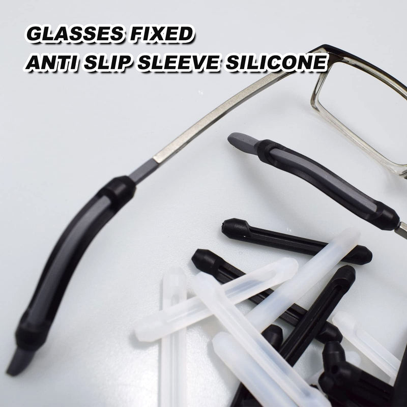 Glasses Ear Grips, 12 Pairs Silicone Eyeglass Ear Hook Cushions Eyeglasses Leg Covers Comfort Retainer for Various Glasses (Black, White) - BeesActive Australia