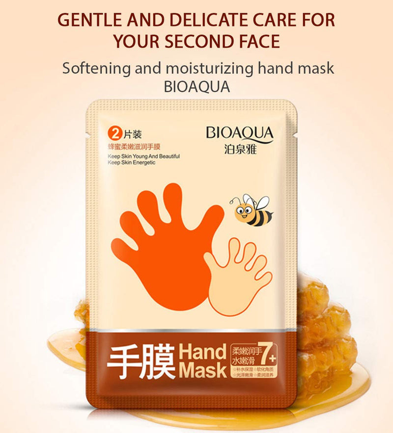 BIOAQUA Hand Mask Gloves Smooth Silky Skin Honey Natural Extract Moisturizes Gentle Hands (2PACK - 2 PAIRS) - BeesActive Australia