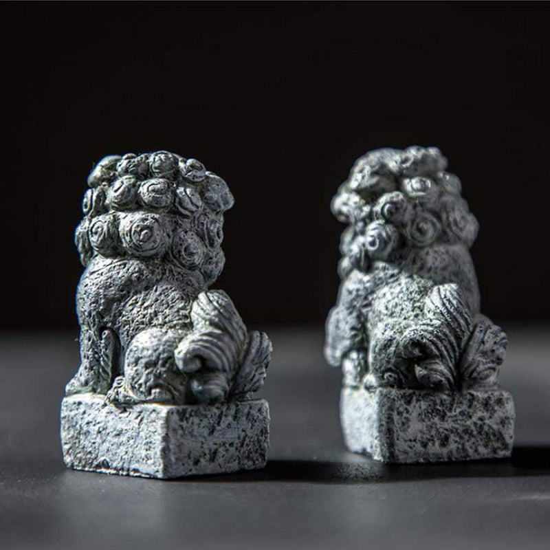 Smoothedo-Pets Fish Tank Decorations Aquarium Decoration Small Size Ornaments Accessories Fish Hides Asian Japan Garden Mini Lion Statue/Pair - BeesActive Australia