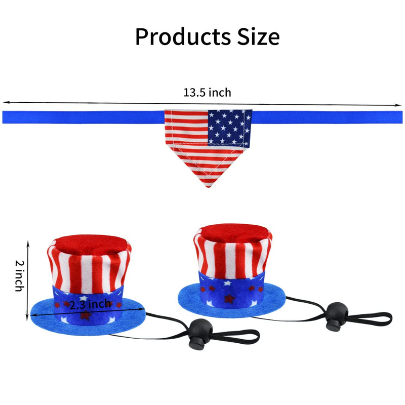 Vehomy 4Pcs Independence Day Bearded Dragon Costume 4th of July Bearded Dragon Hats Lizard Bandanas Lizard Uncle Sam Hat American Flag Hat Lizard Flag Bandana Scarf for Hamster Leopard Gecko - BeesActive Australia