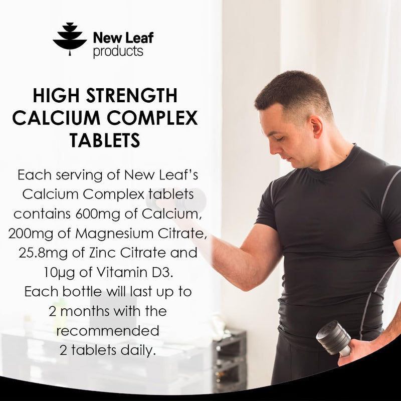 Calcium Magnesium Zinc and Vitamin D - Calcium Supplement - 120 High Strength Calcium Tablets Supplement Calcium Magnesium Vitamin D, Zinc Tablets - Calcium Complex Made in The UK by New Leaf - BeesActive Australia