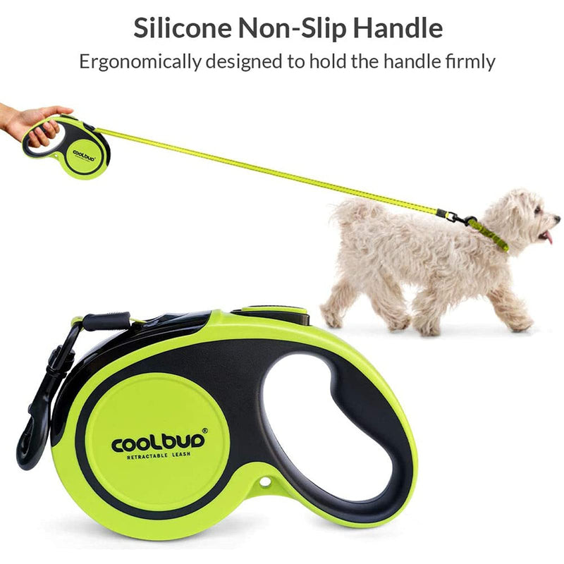Retractable Dog Leash, 360 Degree Tangle-Free, 16ft Heavy Duty Pet Walking Leash with Anti-Slip Handle for Small/Medium/Large Dog or Cat, Strong Reflective Nylon Tape, One-Handed Brake, Pause, Lock Green - BeesActive Australia