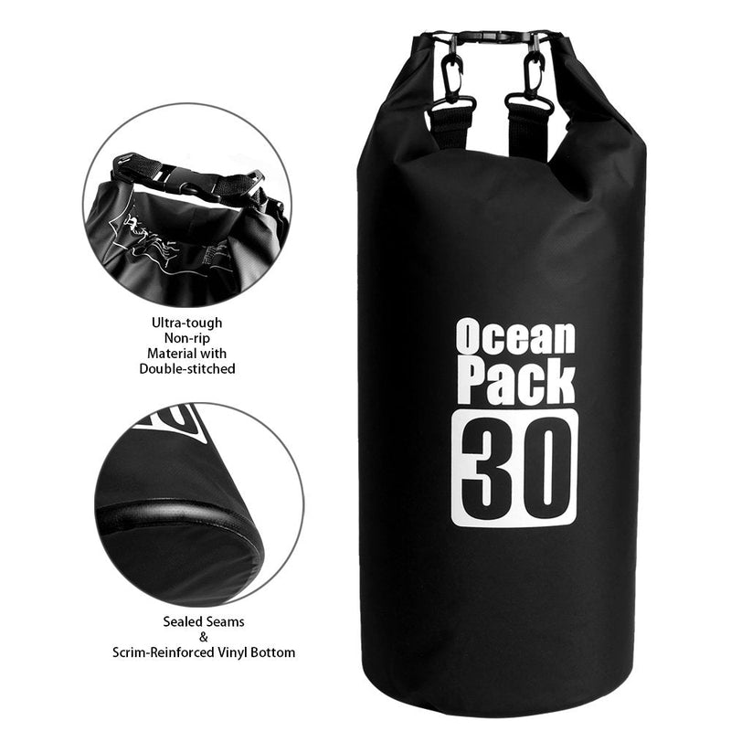 Bear Outdoor Dry Sack/Floating Waterproof Bag 2L/5L/10L/20L/30L for Boating, Kayaking, Hiking, Snowboarding, Camping, Rafting, Fishing and Backpacking Black - BeesActive Australia