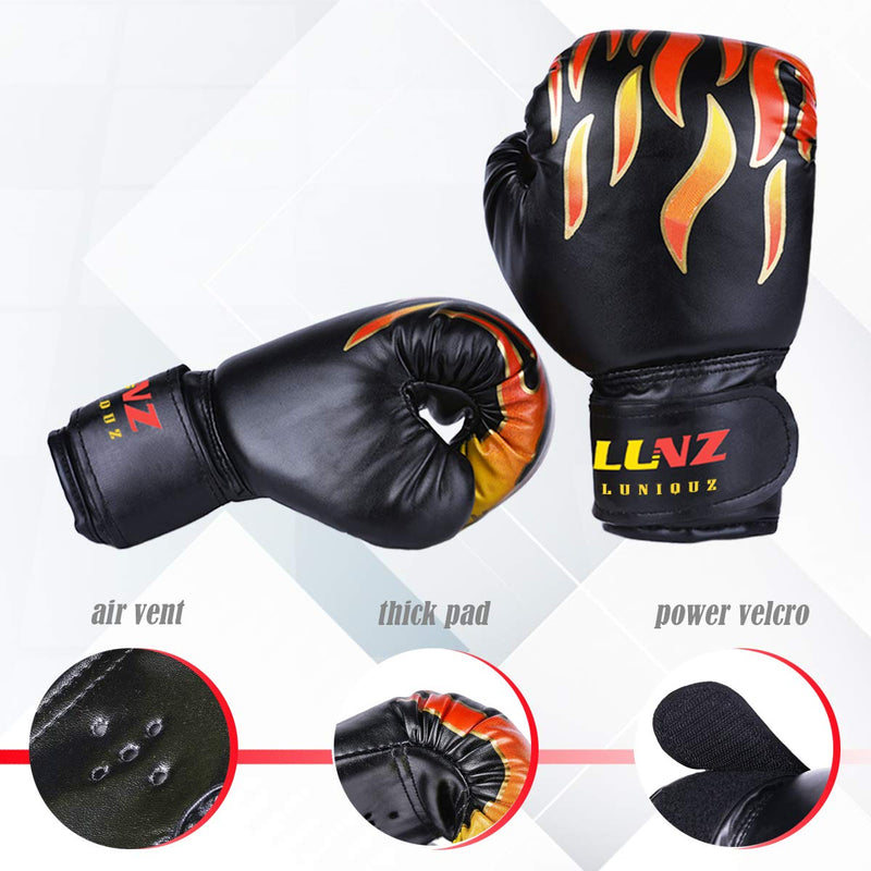 [AUSTRALIA] - Luniquz Kids Boxing Gloves for Punching Bag Training, 4 OZ 6 OZ Fit 3 to 14 YR Black 