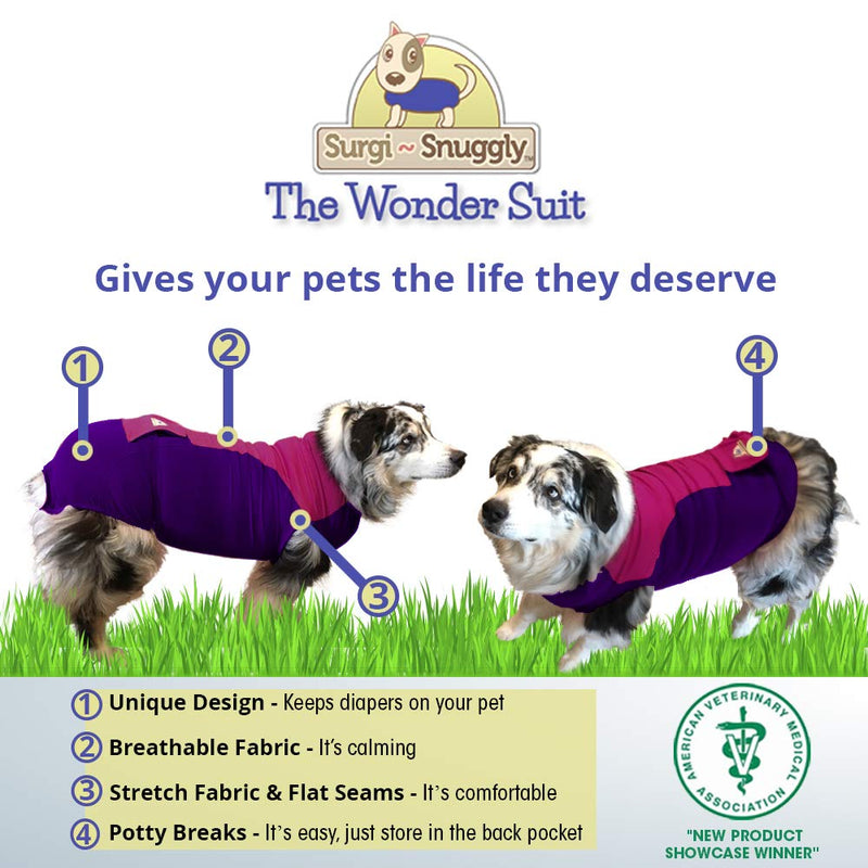 SurgiSnuggly Washable Disposable Dog Diapers Keeper is Made with American Textile - for Male and Female Dogs - Fits Puppies to Adult Dogs - A Simple Solution to an Everyday Problem Xtra Large Long (Pack of 1) Plum/Swirl - BeesActive Australia
