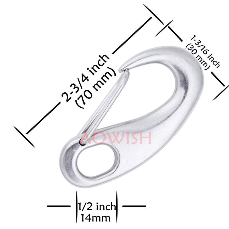 AOWISH Spring Snap Hook (4 Pieces) Stainless Steel Clip Multifunctional Quick Link Carabiner Flag Pole Hardware to Attach with Rope (2-3/4 Inch) - BeesActive Australia