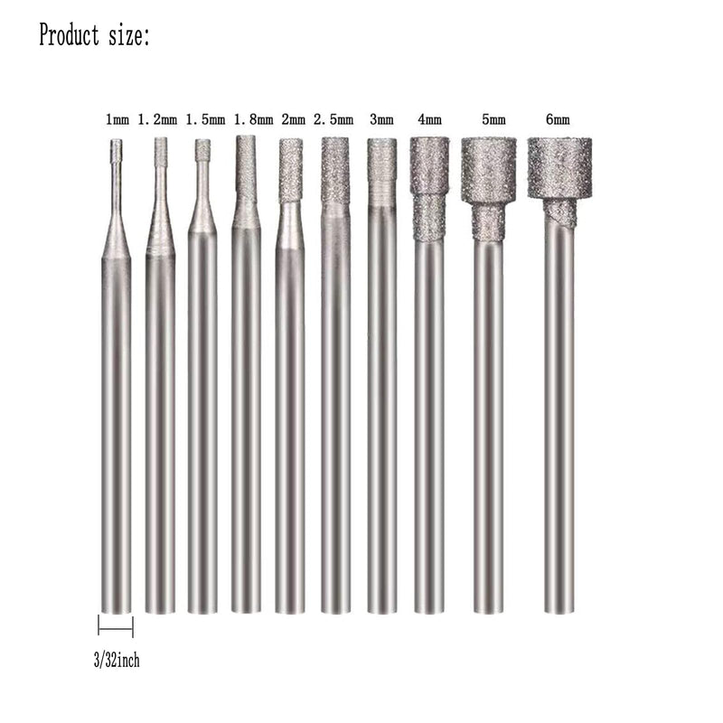 𝐋𝐮𝐨 𝐤𝐞 10 Pcs Hollow Cup Shape Diamond Burr Set, 3/32 Inch Shank Stone Carving Bits for Rotary Tools - BeesActive Australia
