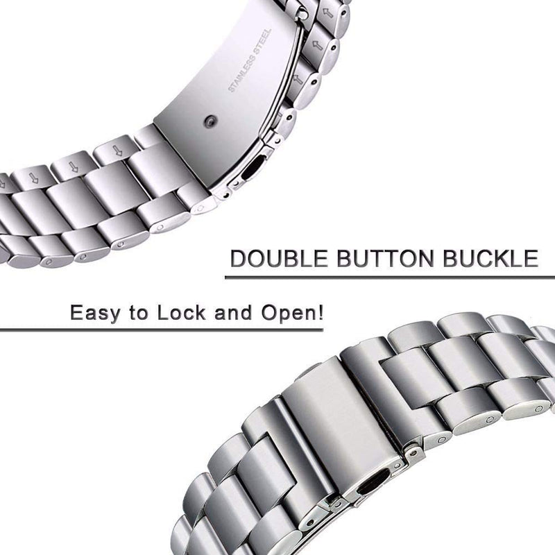 FitTurn Bands Compatible with Veryfitpro Smart Watch ID205 ID205L ID215G ID205U ID205S ID216 Uwatch 3 Uwatch Ufit Uwatch GT Quick Release Classic Stainless Steel Metal WatchBand (Silver) Silver - BeesActive Australia