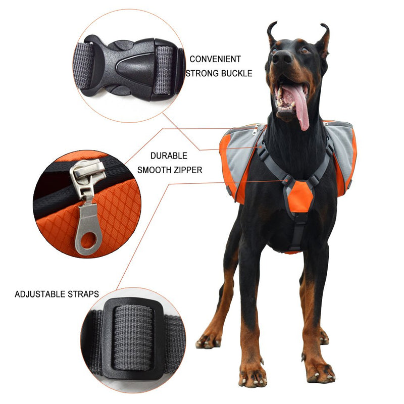 Lifeunion Polyester Dog Saddlebags Pack Hound Travel Camping Hiking Backpack Saddle Bag for Small Medium Large Dogs Orange - BeesActive Australia