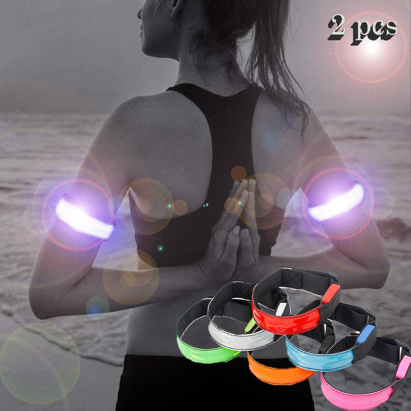 LOOMUSUN LED Reflective Running Vest Gear Set:1 Reflective Safety Vest, 2 LED Reflective Armbands, 2 Shoe Clips, High Visibility Safety Gear for Men/Women, Night Running, Walking, Cycling, Hiking Black-white - BeesActive Australia