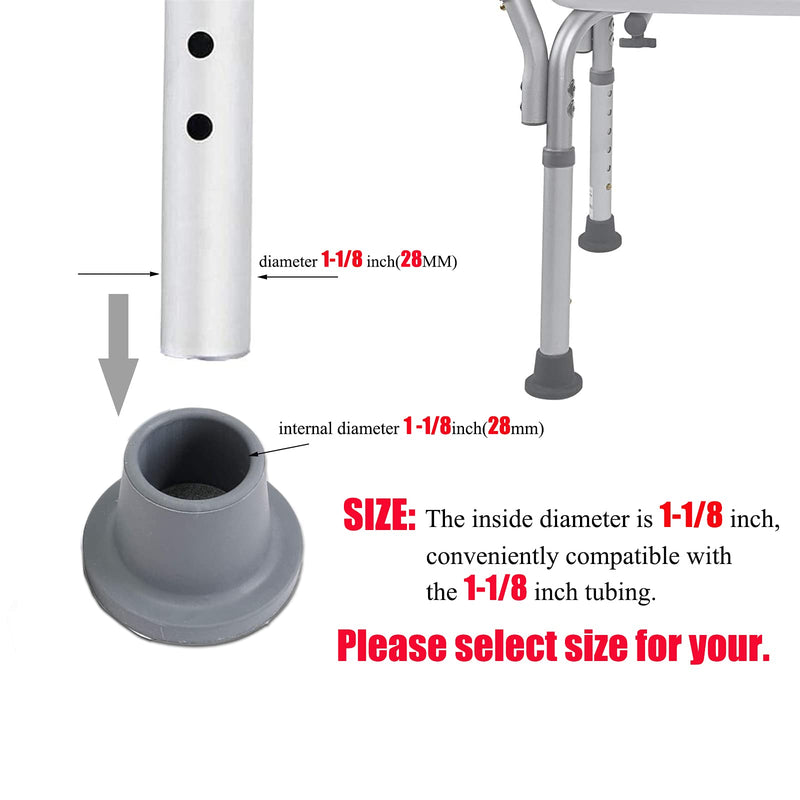 Replacement Feet for Shower Chair Bath Seat, Shower stools and Transfer Bench, Non-Skid Shower Bench and Tub Transfer Benches Rubber Suction Cup Feet, Metal Insert Reinforced (1-1/8" I.D, Grey) 1-1/8" I.D - BeesActive Australia