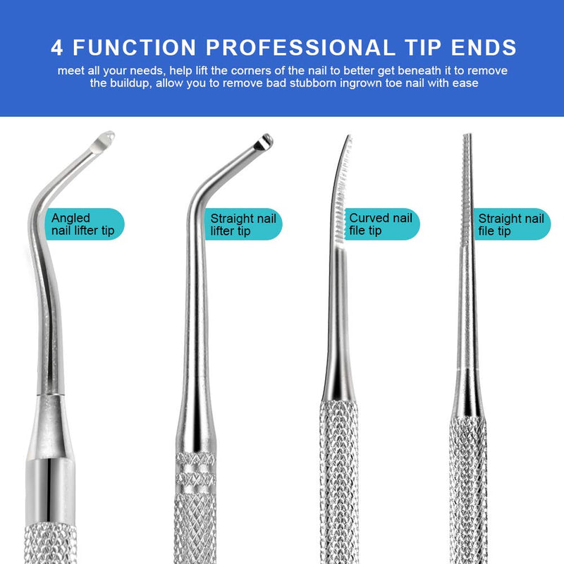 3pcs Ingrown Toenail File And Lifters, [ Upgraded ] Teenitor Professional Surgical Safe Nail Treatment Pedicure Tool Kit Under Nail Cleaner Tools Pain Relief - BeesActive Australia