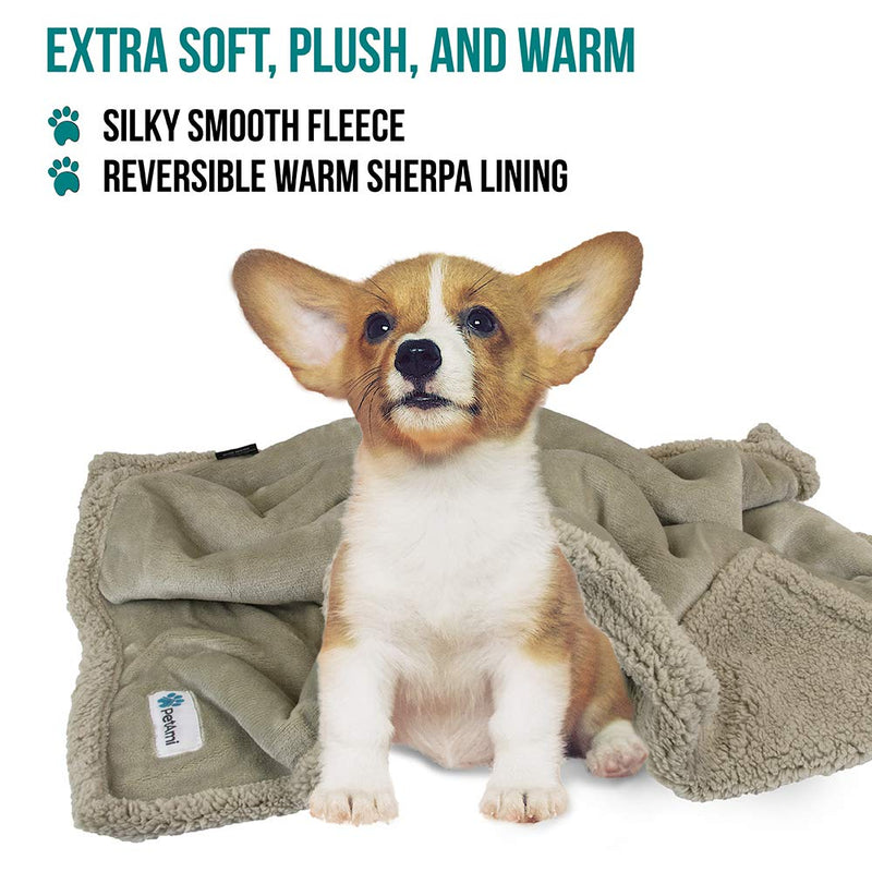 PetAmi Puppy Dog Blanket | Pet Blanket Small Dog Indoor Cat Kitten | Fleece Sherpa Throw Doggy Blanket Crate Couch Sofa Bed | Soft Plush Fuzzy Fluffy Lightweight Warm Cover, 29x40 29x40 Inch (Pack of 1) Taupe/Taupe Sherpa - BeesActive Australia