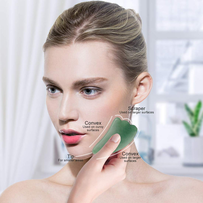 Deciniee Jade Roller for Face - 100% Real Natural Jade Face Roller and Gua Sha Massage Skin Care Tool - Anti Aging Jade Face Massager Facial Roller for Eye, Neck and Body Green - BeesActive Australia