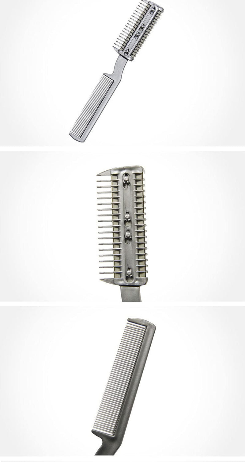 Pet Hair Thinning Comb Dog Hair Trimmer Hair Cutter Comb with Extra Blade Dual-end Double-Sided Dog Comb Pet Grooming Tool One Size Silver - BeesActive Australia