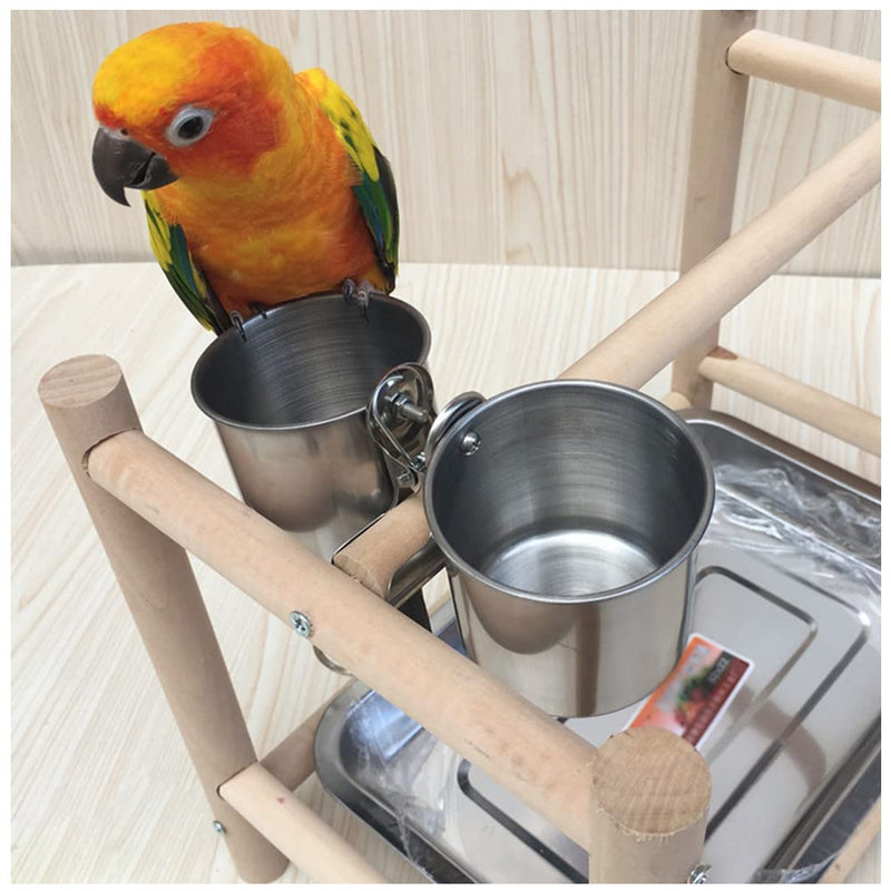 Texsens Bird Feeding Cups - Parrot Food Dish Stainless Steel Parrot Feeders Water Cage Bowls with Clamp Holder for Parakeet African Greys Conure Cockatiels Budgies Chinchilla Small Animal - BeesActive Australia