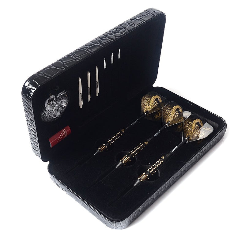 [AUSTRALIA] - CUESOUL Steel Tip Darts Set 20/22/24 Grams with Deluxe PU Darts case-Black Scorpion Series F2001-20g 