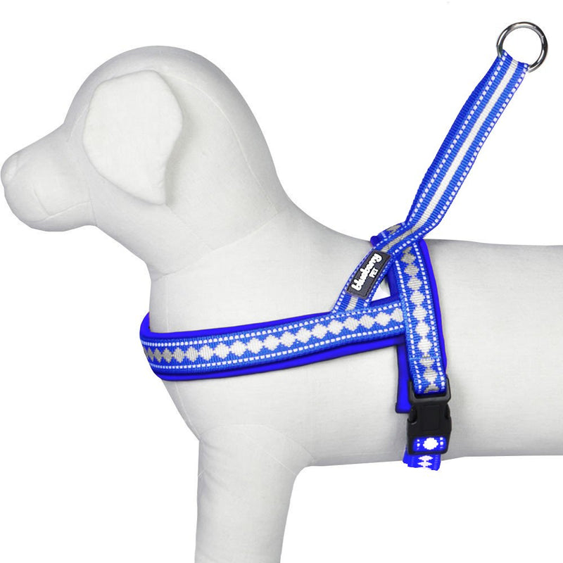 Blueberry Pet 4 Colors Soft & Comfy 3M Reflective Jacquard Padded Dog Harnesses (19" - 23.5") Chest Girth (Pack of 1) Diamond Pattern - Palace Blue - BeesActive Australia