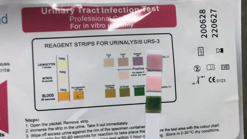 UTI Urine Test Strips Urinary Tract Infection Cystitis Tests Nitrite, Leukocytes and Blood - 2 Individual Tests… - BeesActive Australia
