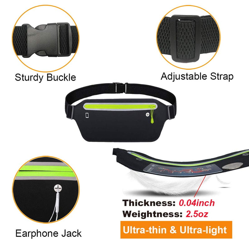 Slim Running Belt Fanny Pack,Fitness Workout Exercise Waist Bag Pack Compatible with iPhone 13 12,Light Runners Belt Travel Money Belt for Men Women… Black1 - BeesActive Australia