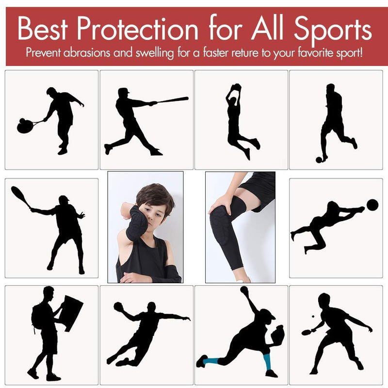 [AUSTRALIA] - Rejolly Children 2 Pairs Pads Elbow & Knee Compression Sleeves Honeycomb Guards Sports Protective Gear for Cycling Football Volleyball Baseball for Youth Girls Boys YS YS (5-6 yrs old) 