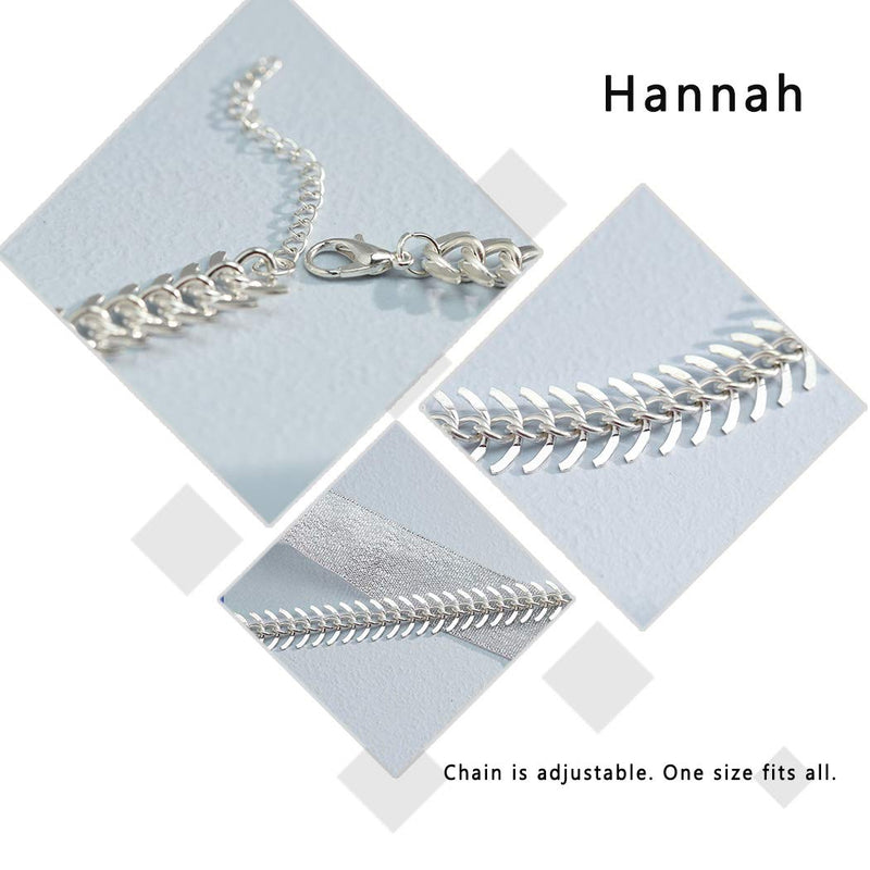 Hannah Boho Rhinestone Layered Necklaces Silver Long Y-shape Pendant Choker Necklaces Chain Jewelry for Women and Girls - BeesActive Australia