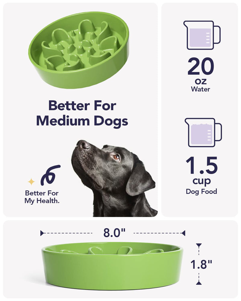 LE TAUCI Dog Bowl Slow Feeder Ceramic, 1.5 Cups Slow Feeding Dog Bowl Small Medium Breed, Puppy Slow Feeder Bow for Fast Eaters, Dog Dishes to Slow Down Eating, Puzzle Dog Food Bowl - BeesActive Australia