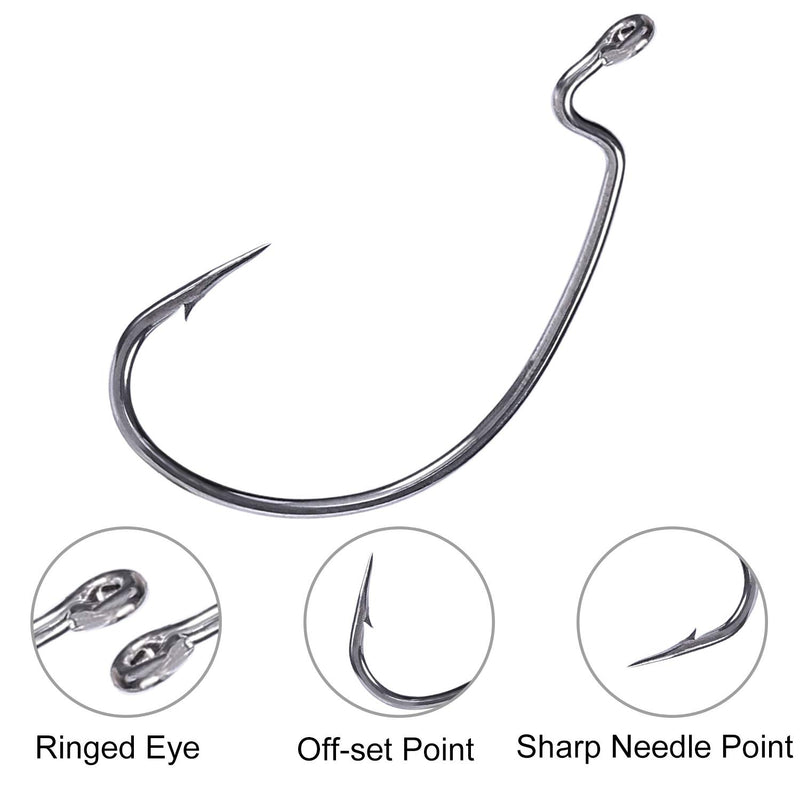[AUSTRALIA] - PLUSINNO Punch Shot Rig Kit, 10pcs Fishing Hook Kit, Interchangeable Hook Fishing Accessories, Carbon Steel Fishing Gear (10 Pack, 3/0 EWG Hooks) 