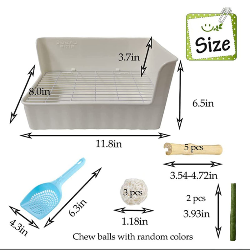 Tfwadmx Rabbit Litter Box Toilet Bunny Corner Litter Pan Pet Toilet Potty Trainer with Scoop Rabbit Chew Toys for Guinea Pigs Galesaur Chinchilla Ferret Small Animal White - BeesActive Australia