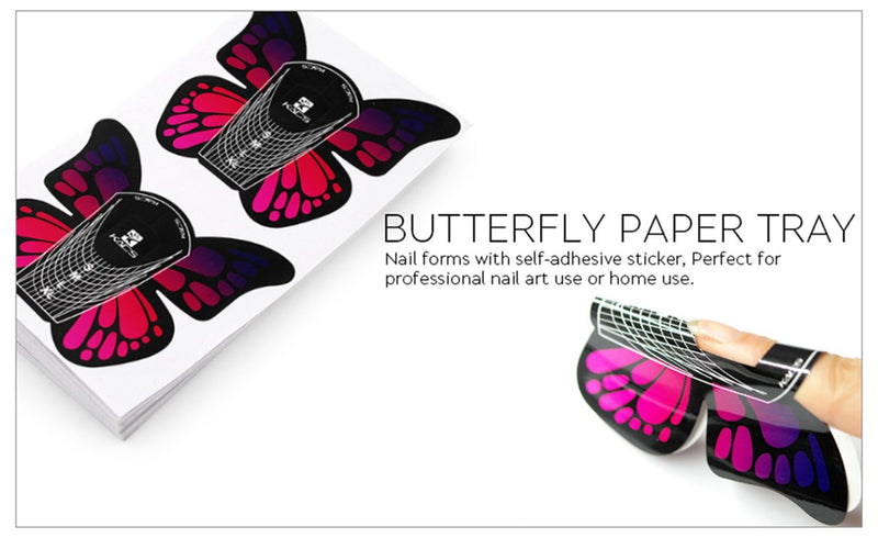 Nail Forms Tips Extension Guide Sticker Nail Art Butterfly Sticker Gel/Acrylic Nail Polish 100 pcs (Size-1) Size-1 - BeesActive Australia