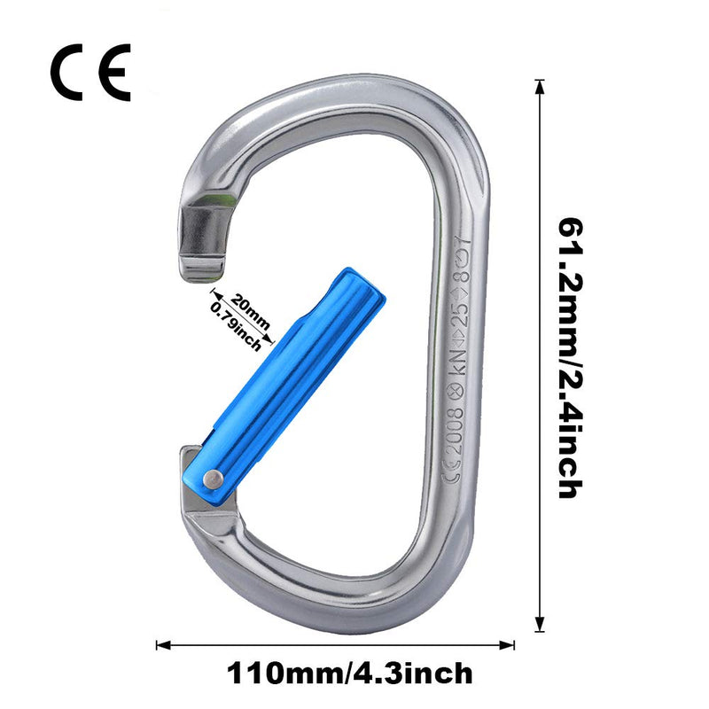 KAILAS Oval Climbing Carabiner Straight Gate CE Certified 25kN O Shaped Non-Locking Clip for Rock Climbing Mountaineering Ziplining Rappelling Rescue Keychain Dog Leash Iron Gray/Sky Blue Dimensions:110X61.2mm - BeesActive Australia
