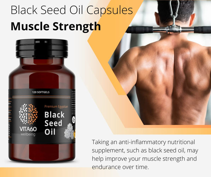 VITA60 Black Seed Oil Capsule - 120 High Strength 500mg Softgel Capsules | Cold Pressed | Nigella Sativa - BeesActive Australia