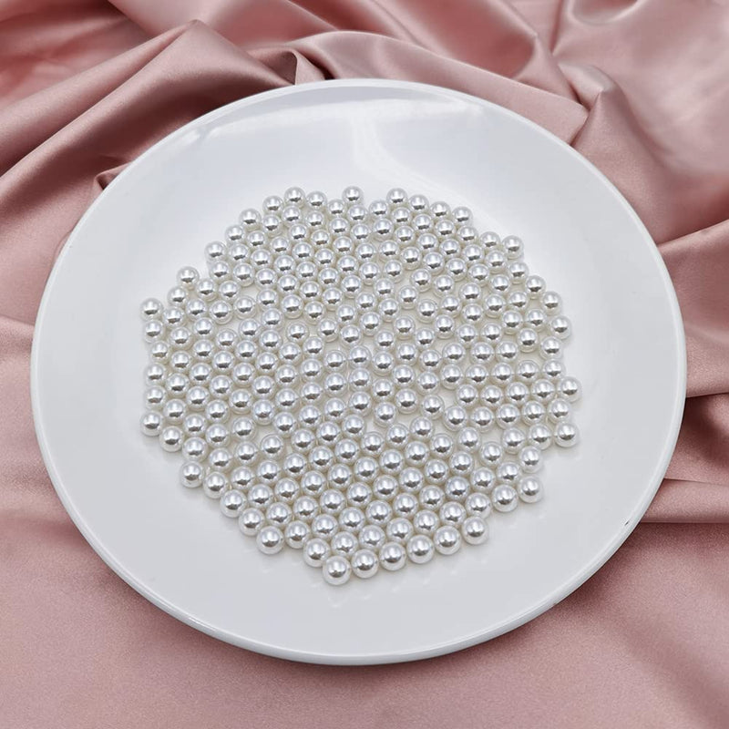 INSPIRELLE 1100 Pieces White Undrilled Art Faux Pearls for Vase Fillers, 8mm No Hole Makeup Beads to Hold Brush Lipstick Eyeliner, Imitation Round Pearl Beads for Table Scatter Home Wedding Decoration - BeesActive Australia