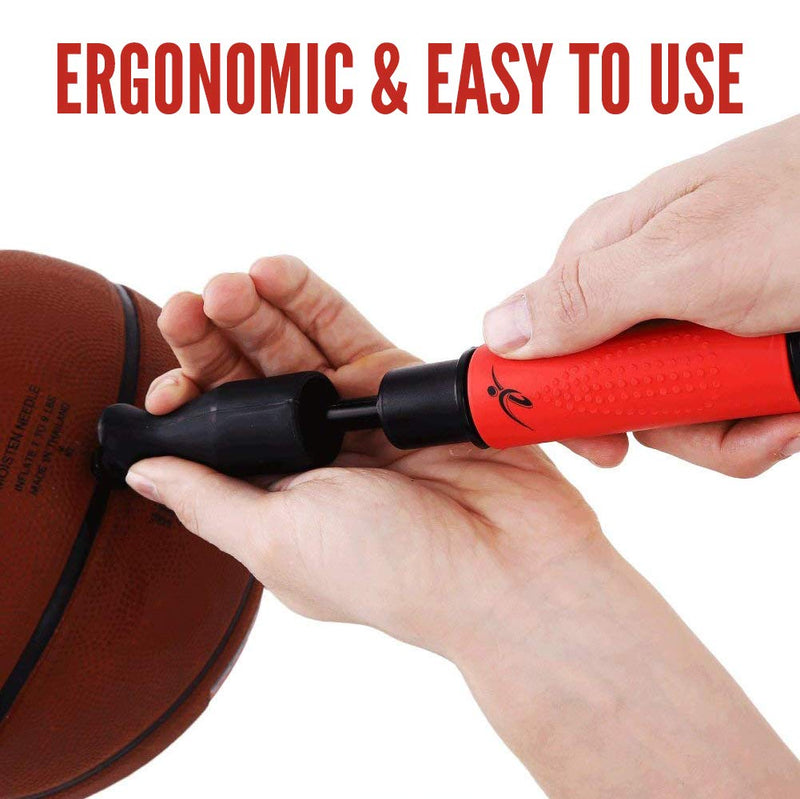 Fitness Factor Small Dual Action Ball Pump with Needle - Hand Air Pump for Inflatable Balls - Perfect for Basketball, Volleyball, Soccer and Football | Comes with 2 Additional Inflating Needles - BeesActive Australia