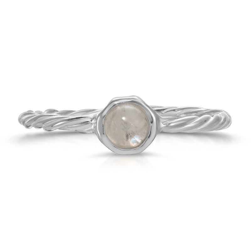 MINDDHA 925 Sterling Silver Rings with Moonstone- Twisted Eternity Band Hammered Ring - Made in Israel, Band 1.5mm Size 6-10 9 - BeesActive Australia